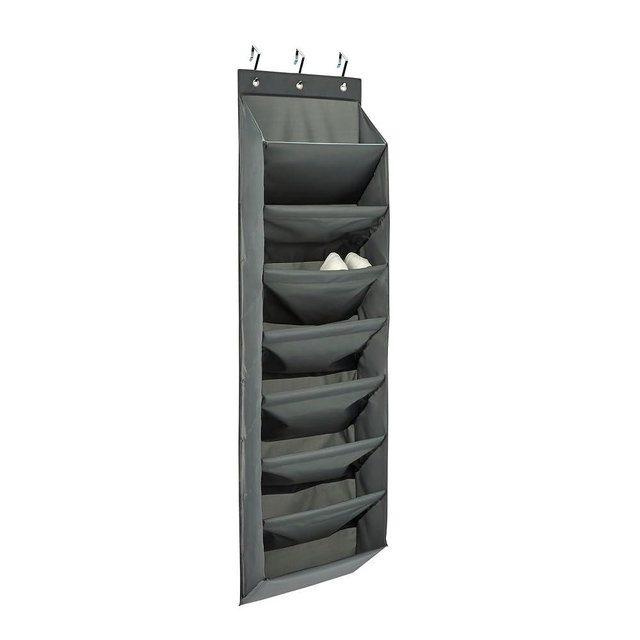 Amazon Basics 8 Tier Over the Door Shoe Organizer, Large, Dark Grey