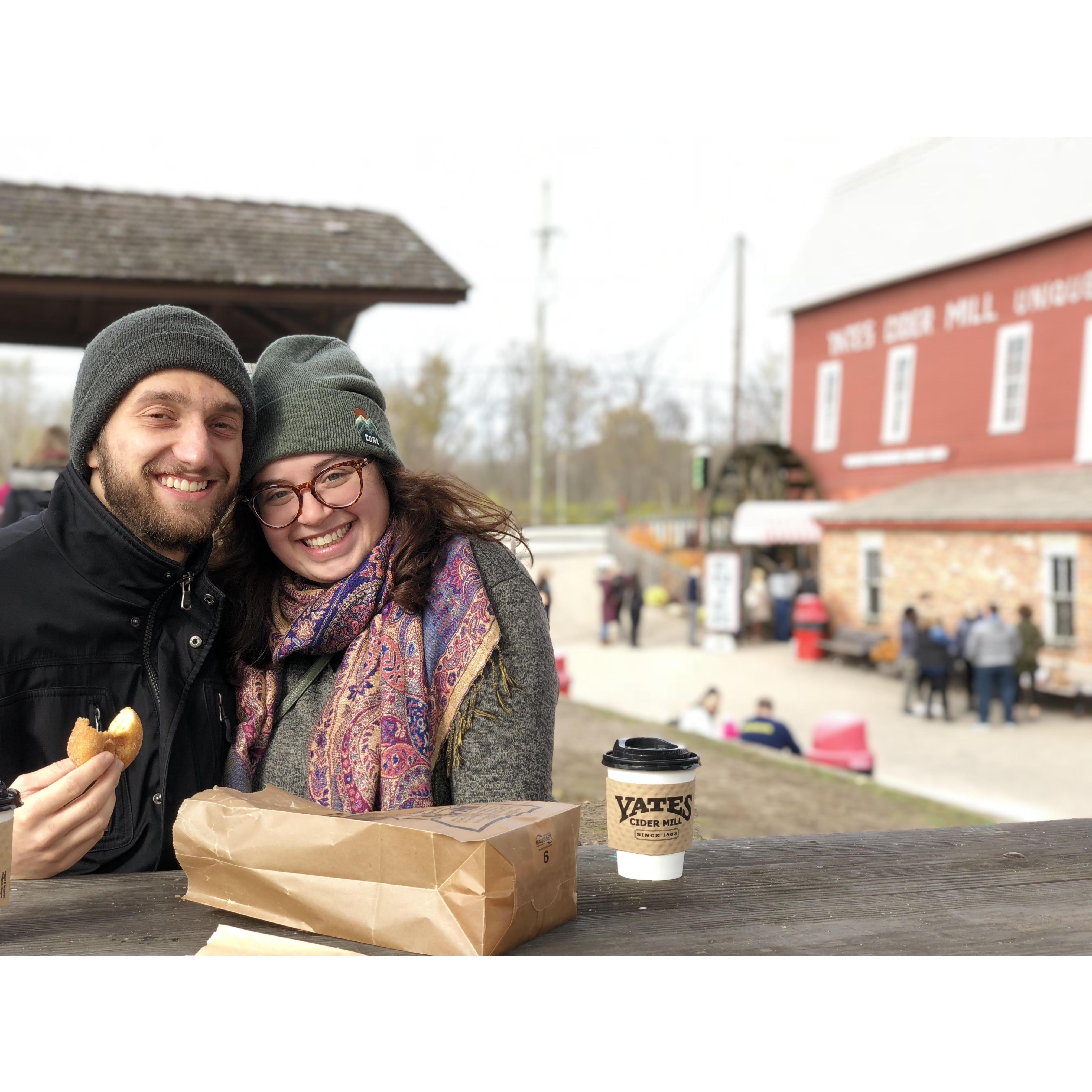 Enjoying some cider donuts at Yates