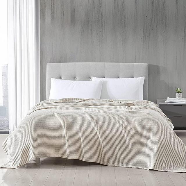 ED Ellen DeGeneres Collection | Blanket-GOTS Organic 100% Cotton & Oeko-Tex Certified, Reversible, Ideal for Sensitive Skin, Queen, Ivory