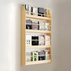 Wood Floating Bookcase Contemporary Style Wall Mounted Book Shelf - 31.5"L x 4.7"W x 46.5"H