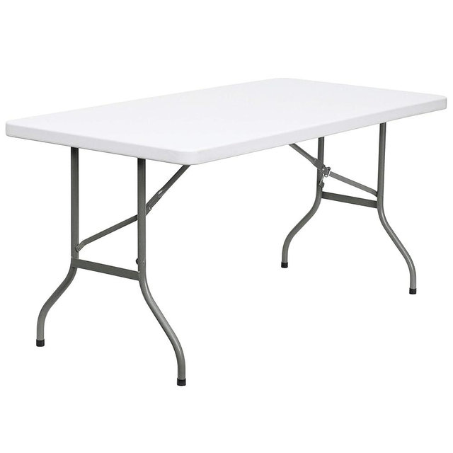Flash Furniture Elon 5' Rectangular All-Occasion Plastic Folding Event Table, Foldable Portable Banquet Table for Indoor/Outdoor Events, White