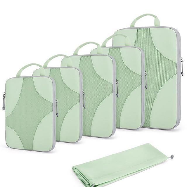 BAGSMART Compression Packing Cubes for Travel, Compressible Luggage Organizer for Cruise Ship, Lightweight Travel Essentials 6-Pack 1L+2M+2S+1Shoe Bag