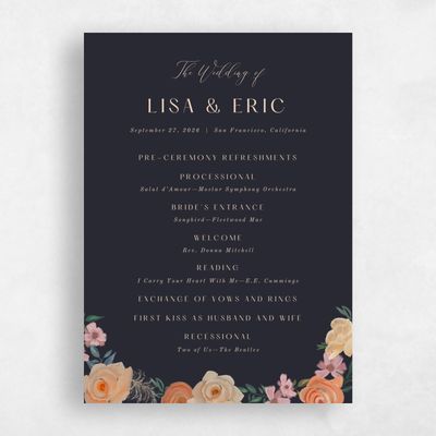 Ebony, Orange Wedding Program - Miele