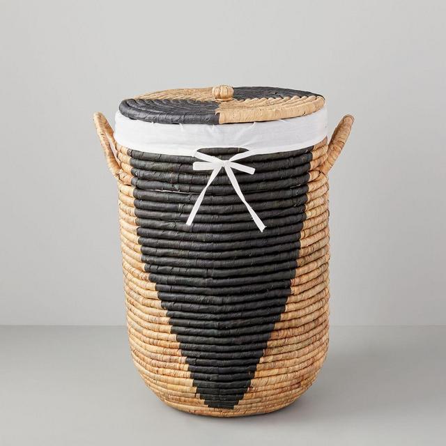 Woven Seagrass Hampers, Natural/Black, Small