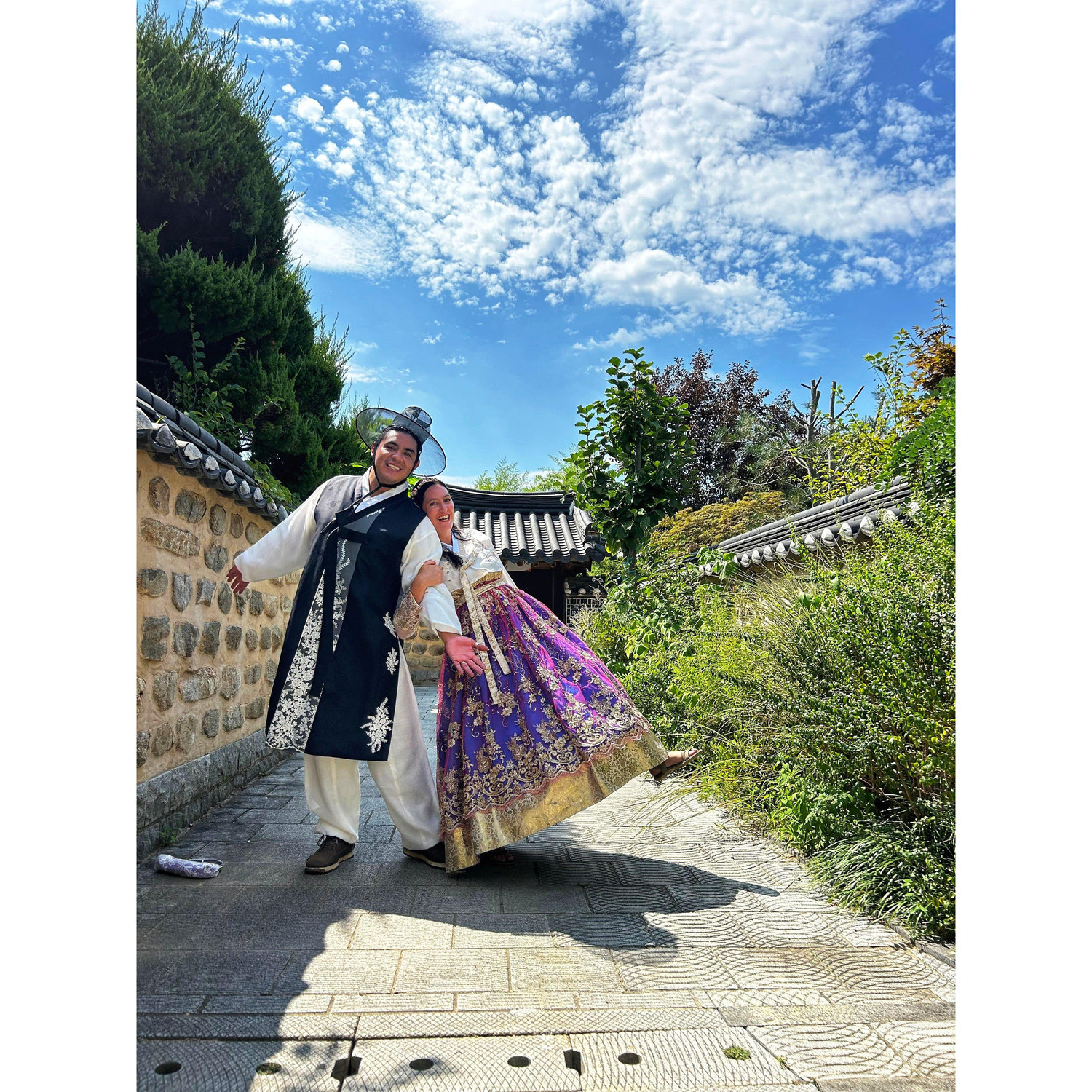In South Korea dressed in a typical Hanbok