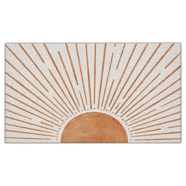 Nogrit Abstract Boho Sun Sunrise Sunset Sunshine Mid Century Modern Waterproof Door Mat Outdoor Entrance 17x30 Inch Non-Slip Doormat for Bohemian Home Front Door Porch Outdoor Indoor Decorations