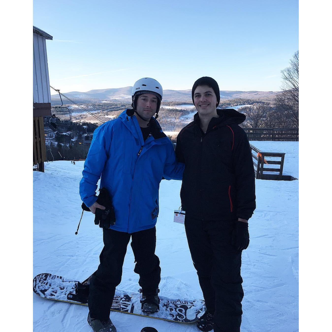 Nathan's first snowboarding experience, needless to say Dennis snowboarded and Nathan just fell down the mountain most of the day.
