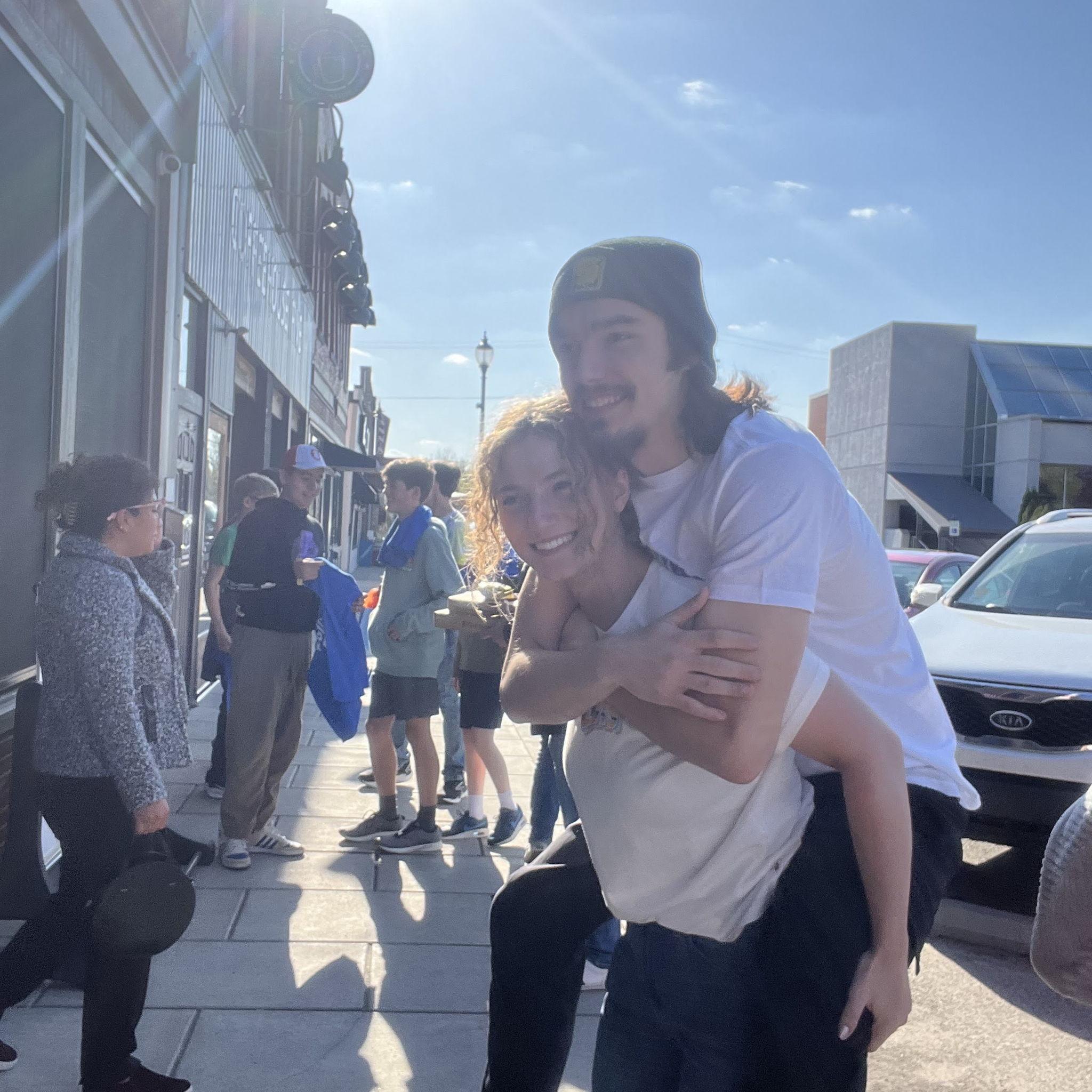 Victory lap after Chloe beat John in bowling