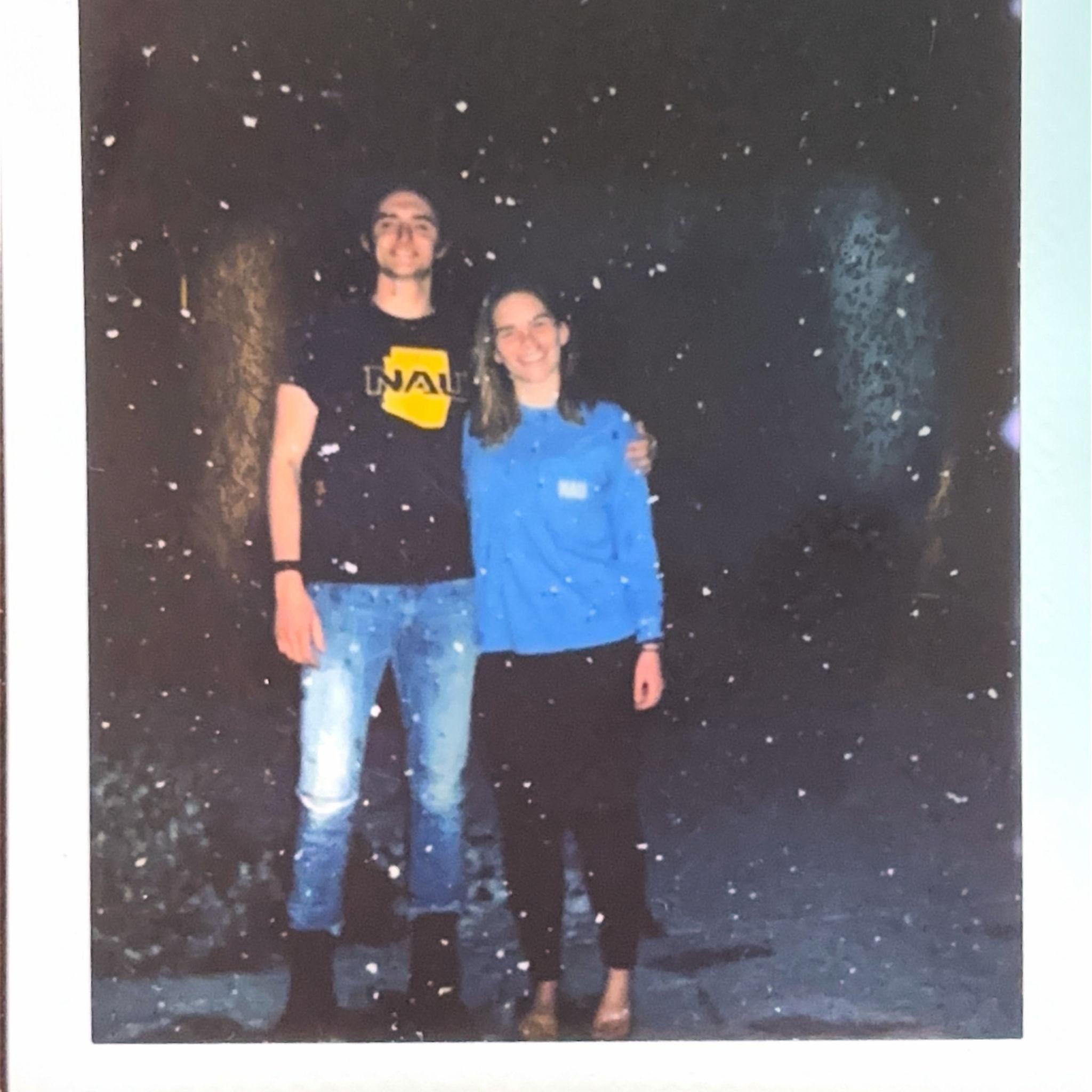 Our first photo together- and the first snow of the season