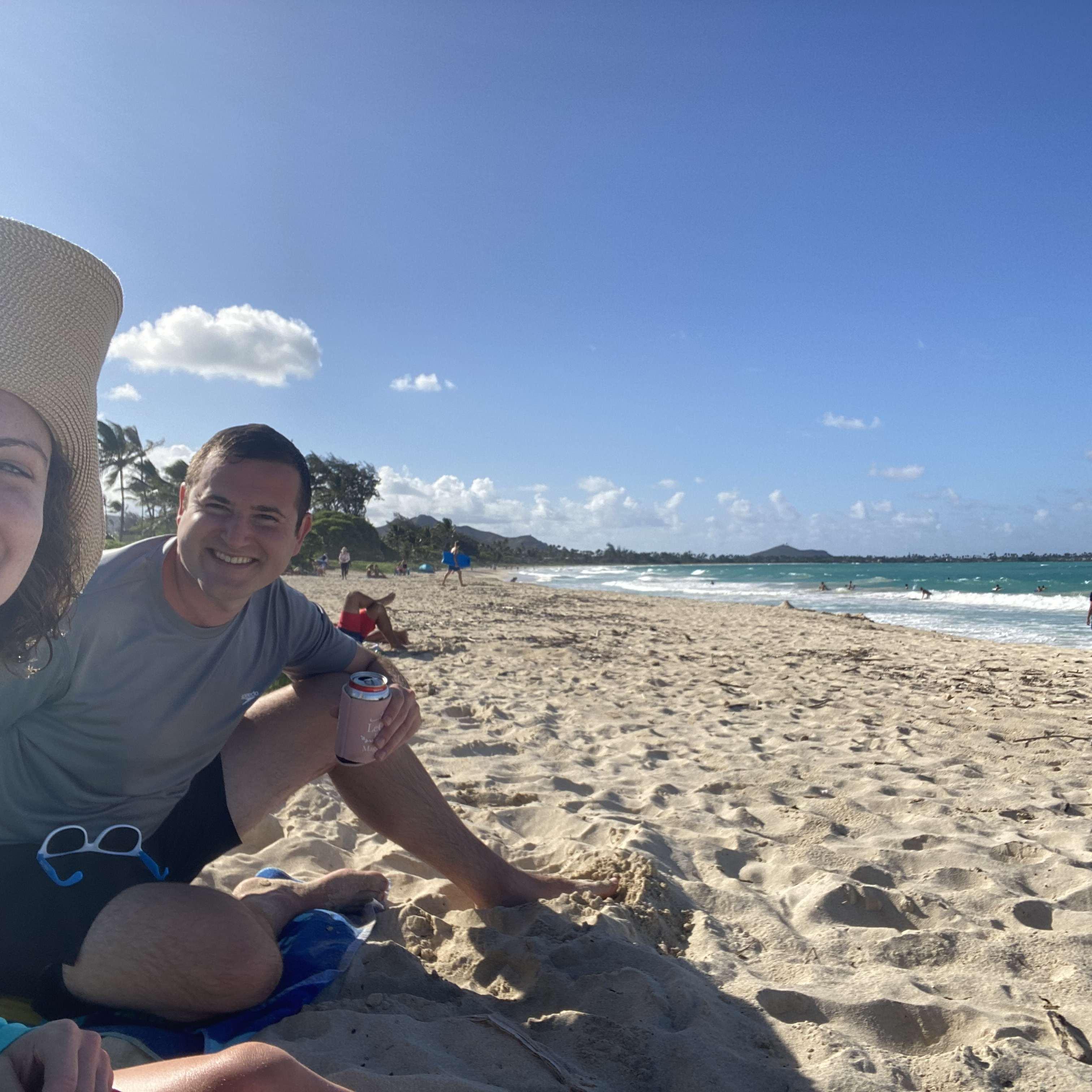 Having a well-earned sandwich after kayaking to the beach! 