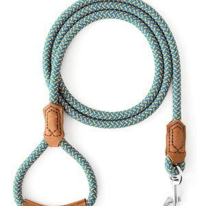 Mile High Life Leather Dog Leash, Heavy Duty Strong Genuine Leather Handle Rope Leash Soft and Comfortable for Small Medium Large Dogs (Peacock Blue, 48 Inch)