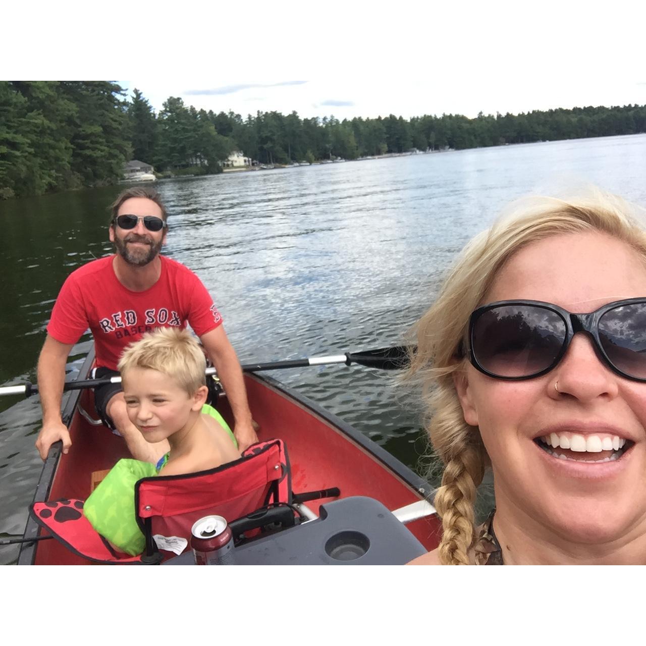 Canoeing on Great East Lake.