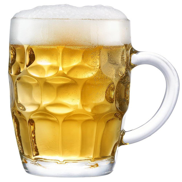 Burns Glass German Dimple Beer Mug Stein - 19 oz Thick Beer Mugs Glass with Handle Perfect for Oktoberfest Parties Beer Lovers Cup - Set of 1