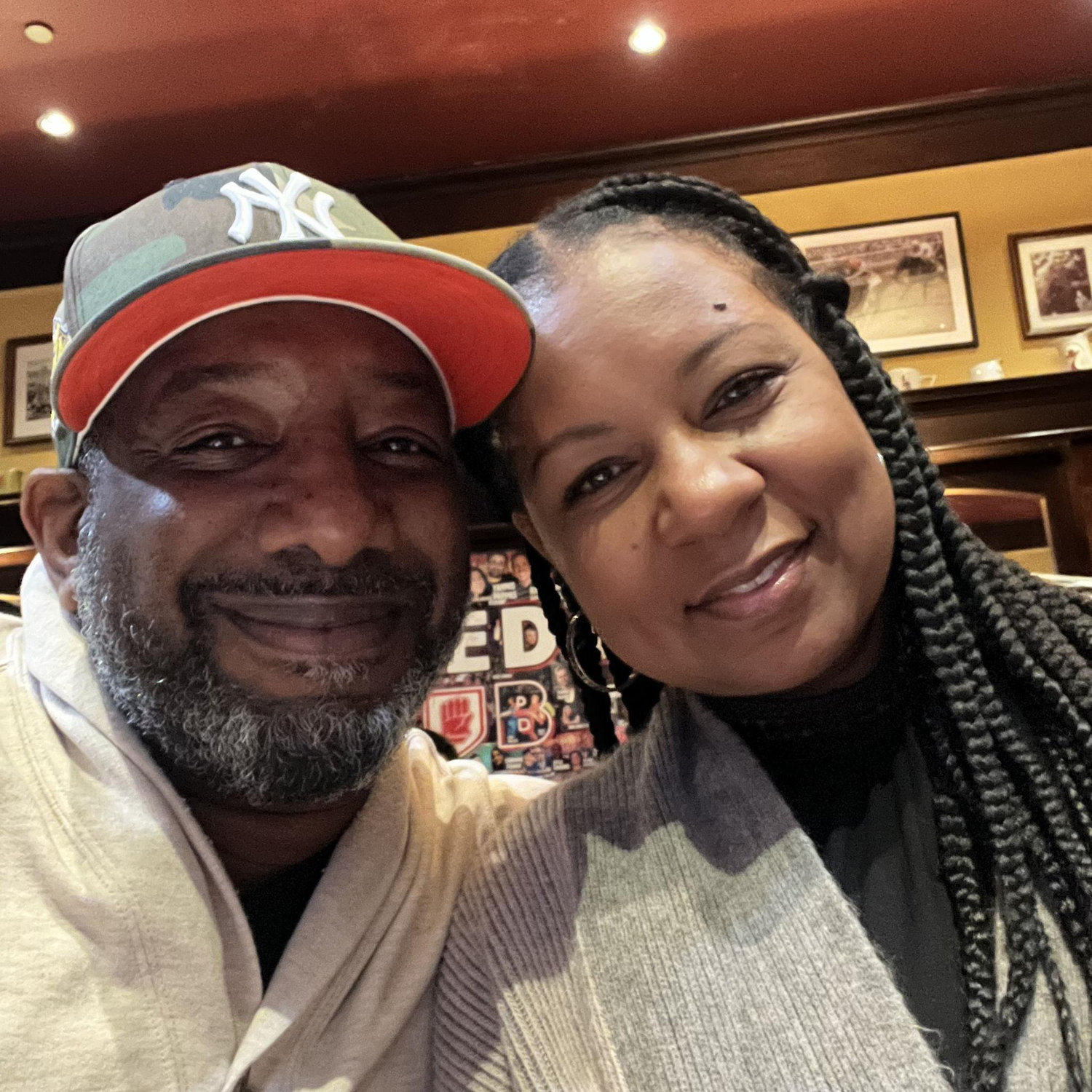 Our 1st time celebrating Greg's birthday in Jersey City. We were at a comedy club. The comedian called us the "Etsy Couple".