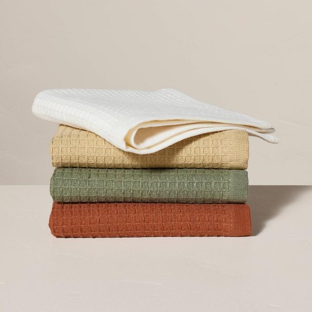 4pk Waffled Cotton Dishcloth Set - Fall Neutrals - Hearth & Hand™ with Magnolia