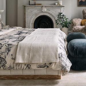 CB2 Berrini Handwoven Warm White King Bed Blanket