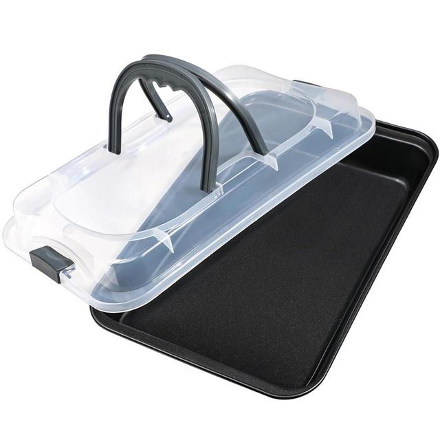 Webake 9x13 Inch Baking Pan with Lid and Handle, Non-Stick Cake Pan 2-Piece Set Rectangle Cake Carrier for Transport & Serve