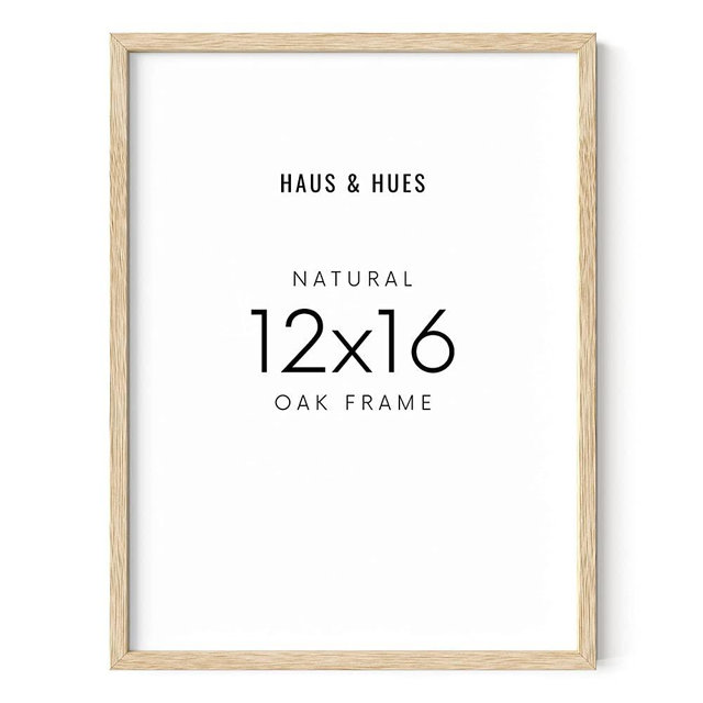 Haus and Hues 12"x16" Beige Oak Wood Frames Set of 1 - 12x16 Poster Frames Frame for Wall Art, Frame For Poster, 12 x 16 Frame Wood, Art Frames 12x16 Matted Frame, Wood Poster Frame 12 x 16, Poster Sized Frame to Fit 12x16 Picture