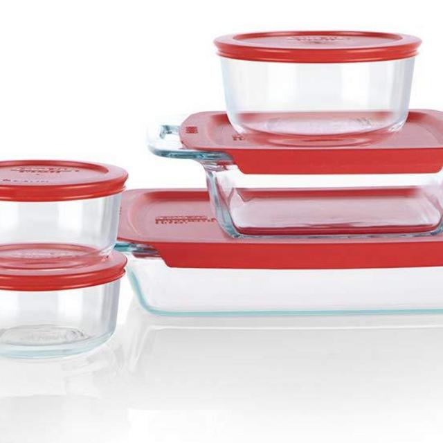 Pyrex Easy Grab Glass Bakeware and Food Container Set, 14-Piece, Clear
