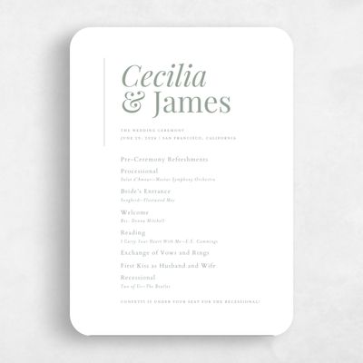 Green Rounded Wedding Program - Brunswick