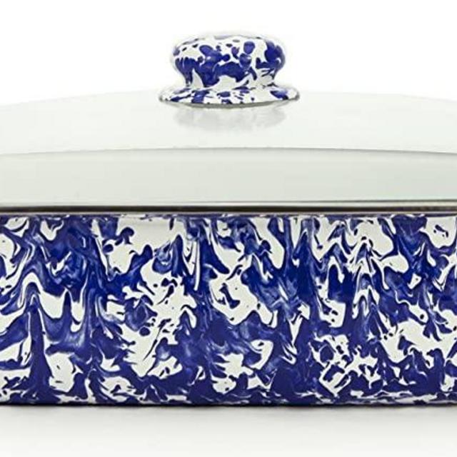 Enamelware -Colbalt Blue Swirl Pattern -16 x 12.5 x 4 inch Lasagna Pan Set