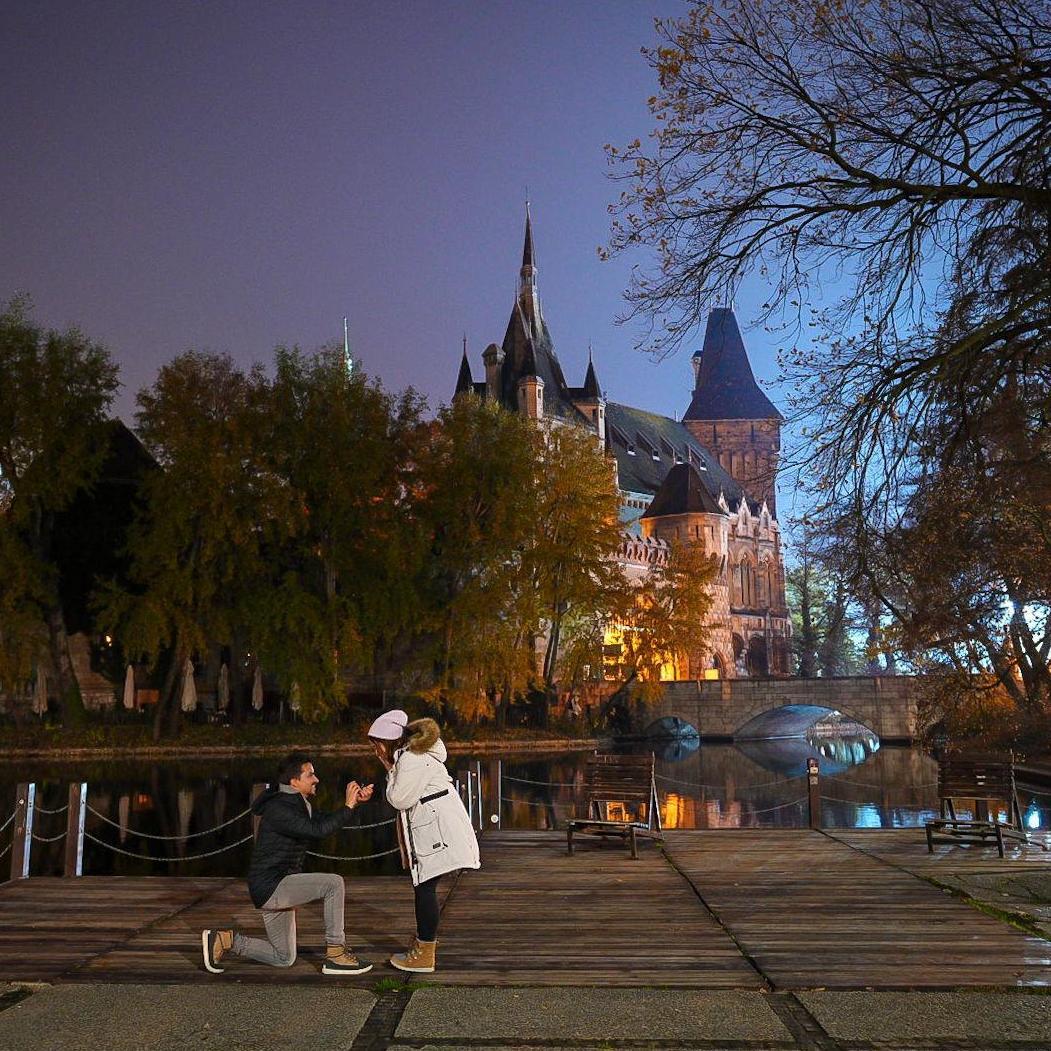 Our proposal in front of the Vajdahunyad Castle in Budapest!