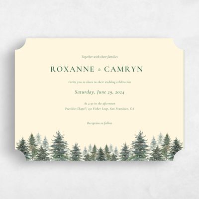 Beige Ticket Wedding Invitation - Kelton Landscape