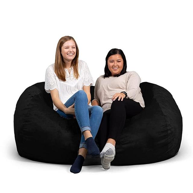 Big Joe Fuf XXL Foam Beanbag Chair Black Plush