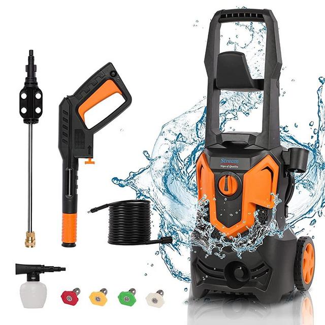 1650W Electric Pressure Washer, 3000PSI 1.8GPM High Power Washer Machine with , 5 Quick Connect Spray Nozzles and Detergent Tank, for Cleaning Homes, Cars, Decks, Driveways, Patios