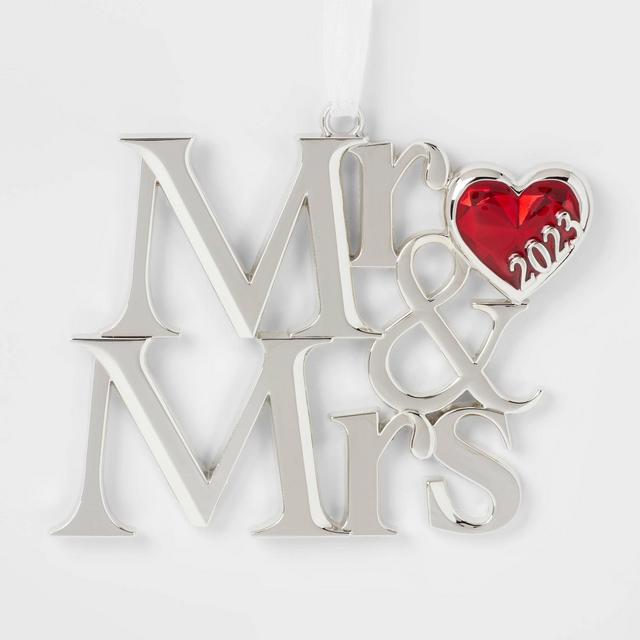 Metal 'Mr & Mrs' with 2023 Heart Christmas Tree Ornament - Wondershop™