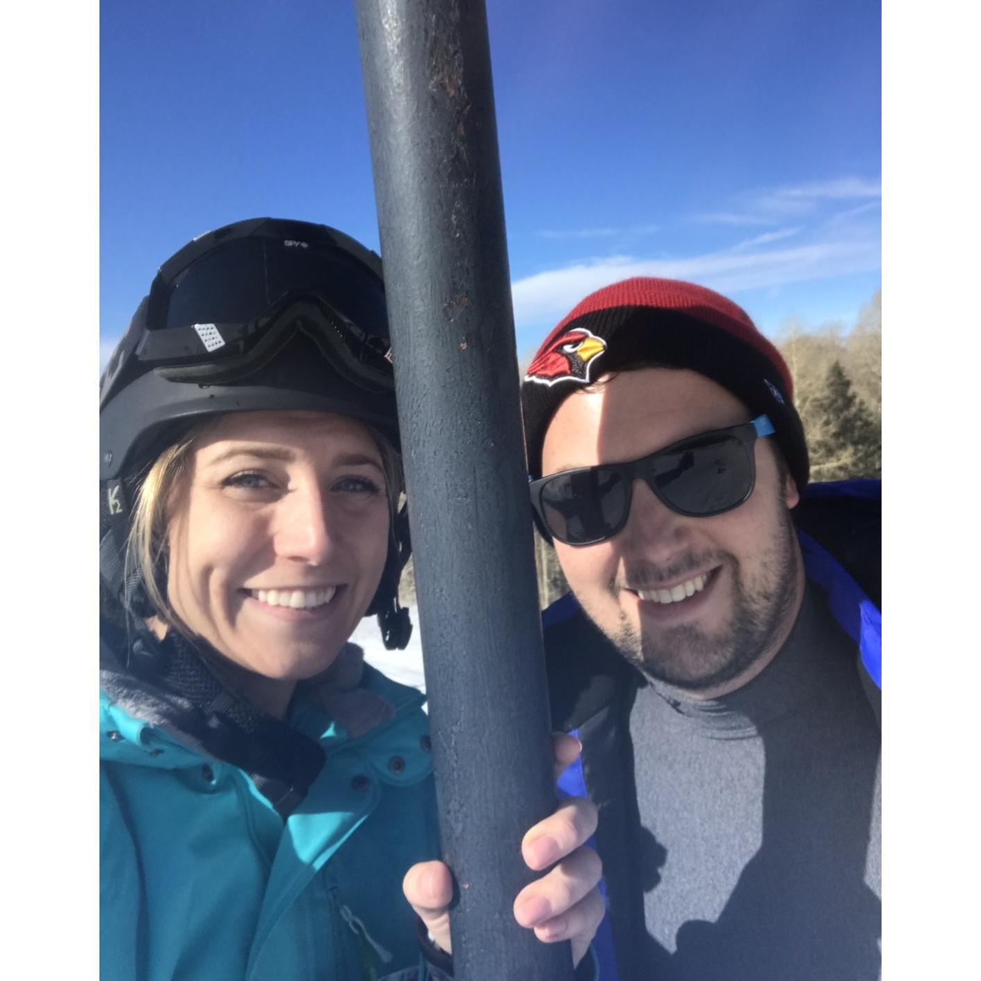 Angie's first time snowboarding!