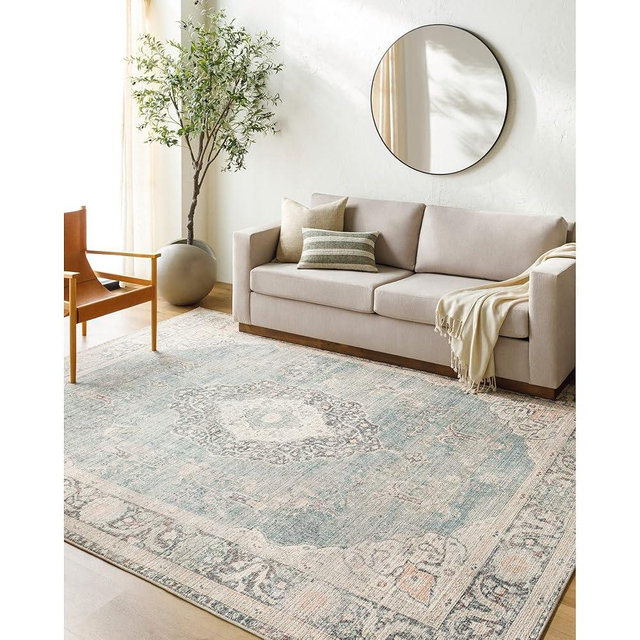 Livabliss x Becki Owens Marlene Vintage Area Rug, 5'2" x 7', Blue/Cream, (5' x 7')