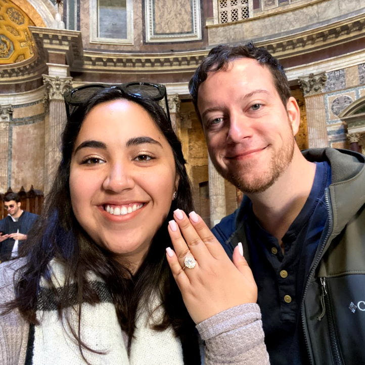 Right after James proposed at the Pantheon in Rome on February 16th, 2020.