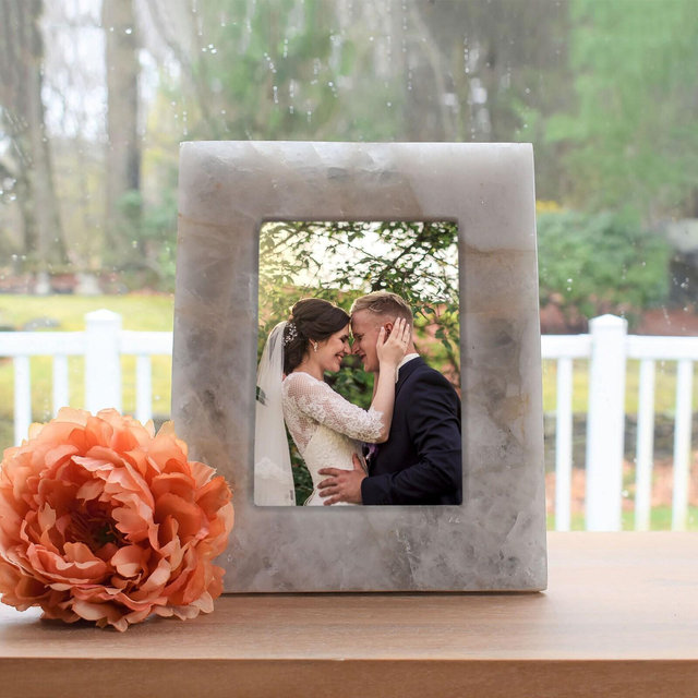 Unique Quartz Picture Frame for Couples, Wedding Photo Frame Gift for Her, Marble Picture Frame for Home Decor, Anniversary Gift for Family