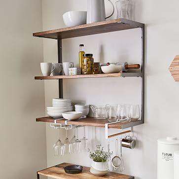 L-Beam Tiered Industrial Wood & Metal Wall Shelf
