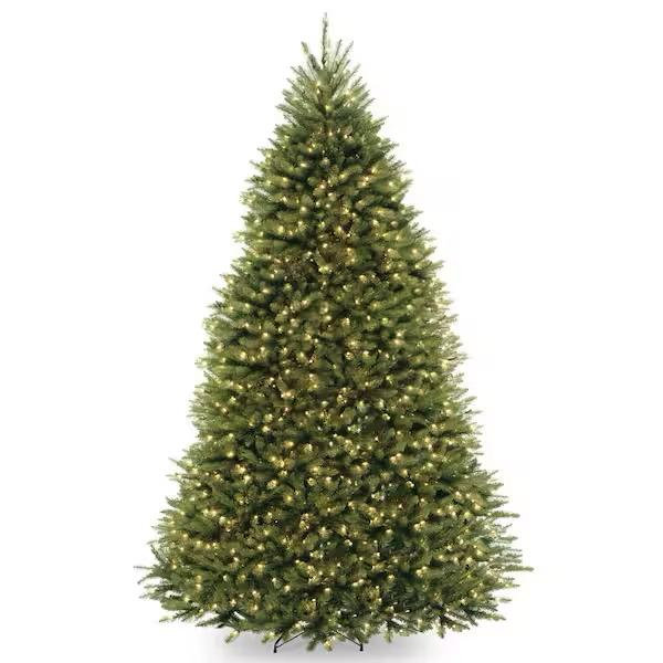 National Tree Company 9 ft. Pre-Lit Dunhill Fir Hinged Artificial Christmas Tree with Clear Lights DUH-90LO