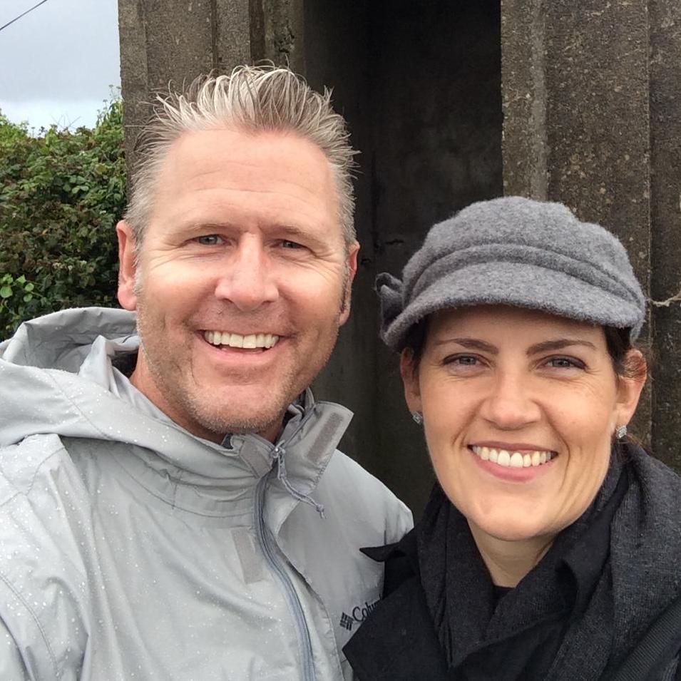 Somehow Derek's hair continues to look great in a torrential Irish downpour, while I had to resort to a hat.