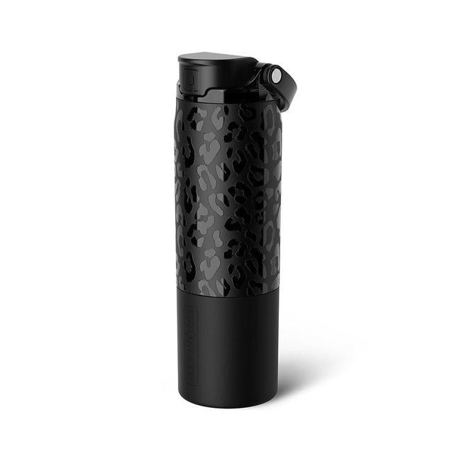 BrüMate Rise 25oz Water Bottle With 100% Leakproof Covered Silicone Straw | Insulated Stainless Steel Water Bottle With Removable Straw | Fast Flow | Soft Sip Silicone Spout | BPA-Free (Onyx Leopard)