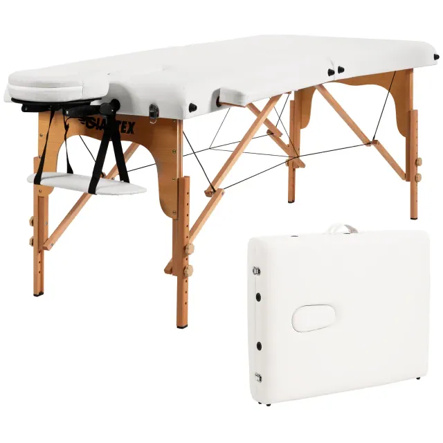 84''L Portable Massage Table Adjustable Facial Spa Bed Tattoo w/ Carry Case White