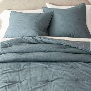 Honeycomb Cotton Comforter - Queen - Steel Blue