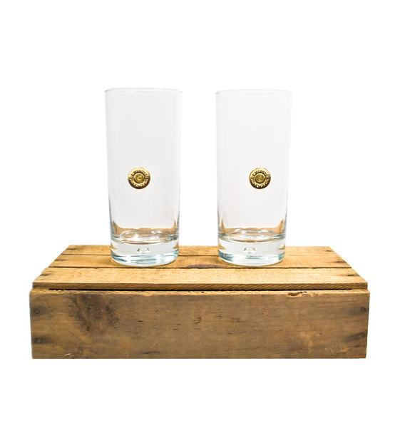 Tea Glass w/ Gold Shotgun Shell