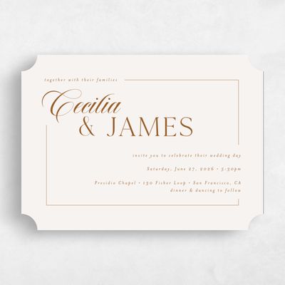 Beige Ticket Wedding Invitation - Carulas Landscape