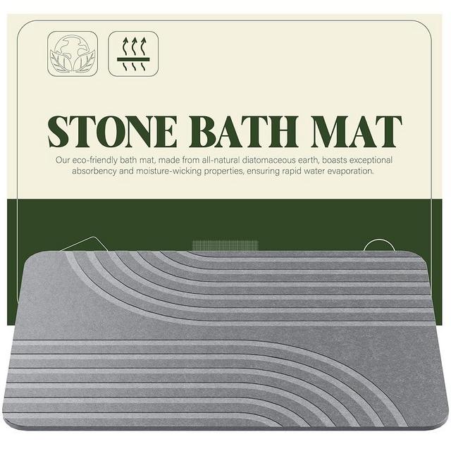 UBTKEY Stone Bath Mat for Bathroom, Diatomite Stone Bath Shower Mat, Stone Dish Drying Mat for Kitchen Counter, Non Slip Quick Drying Diatomaceous Earth Bathmat, 23" x 15", Grey (Boho Style)