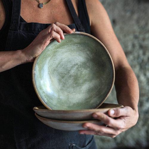 Sierra Line 9.75" Pasta Bowl | Glaze Color: Moss Green