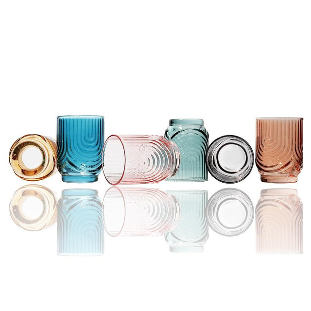 Mixer's Mark Handmade Art Deco Shot Glasses Set of 6 - Vintage Fancy Shot Glass Set in a Gift-Ready Box - Display-Worthy 1.5 Oz Shot Glasses Hand Blown from Premium Glass - Multicolored, Arch Design