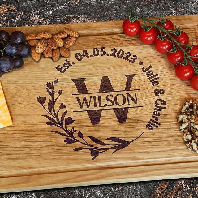 Personalized Wedding Anniversary Registry Gifts, Custom Engraved Cutting Board for Couples, Women, Men, Newly Wedding Gifts Serving Board, Christmas, Housewarming, Bridal Shower and Engagement Gift