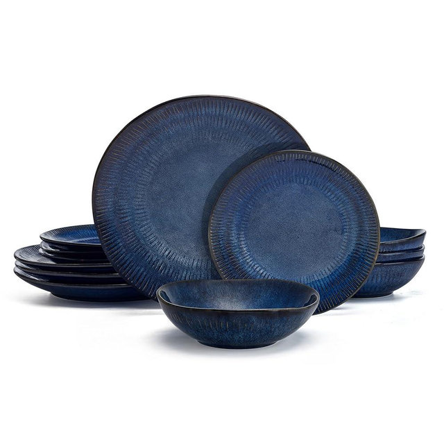 Pfaltzgraff Racheal 12 Piece Dinnerware Set, Service for 4, Blue