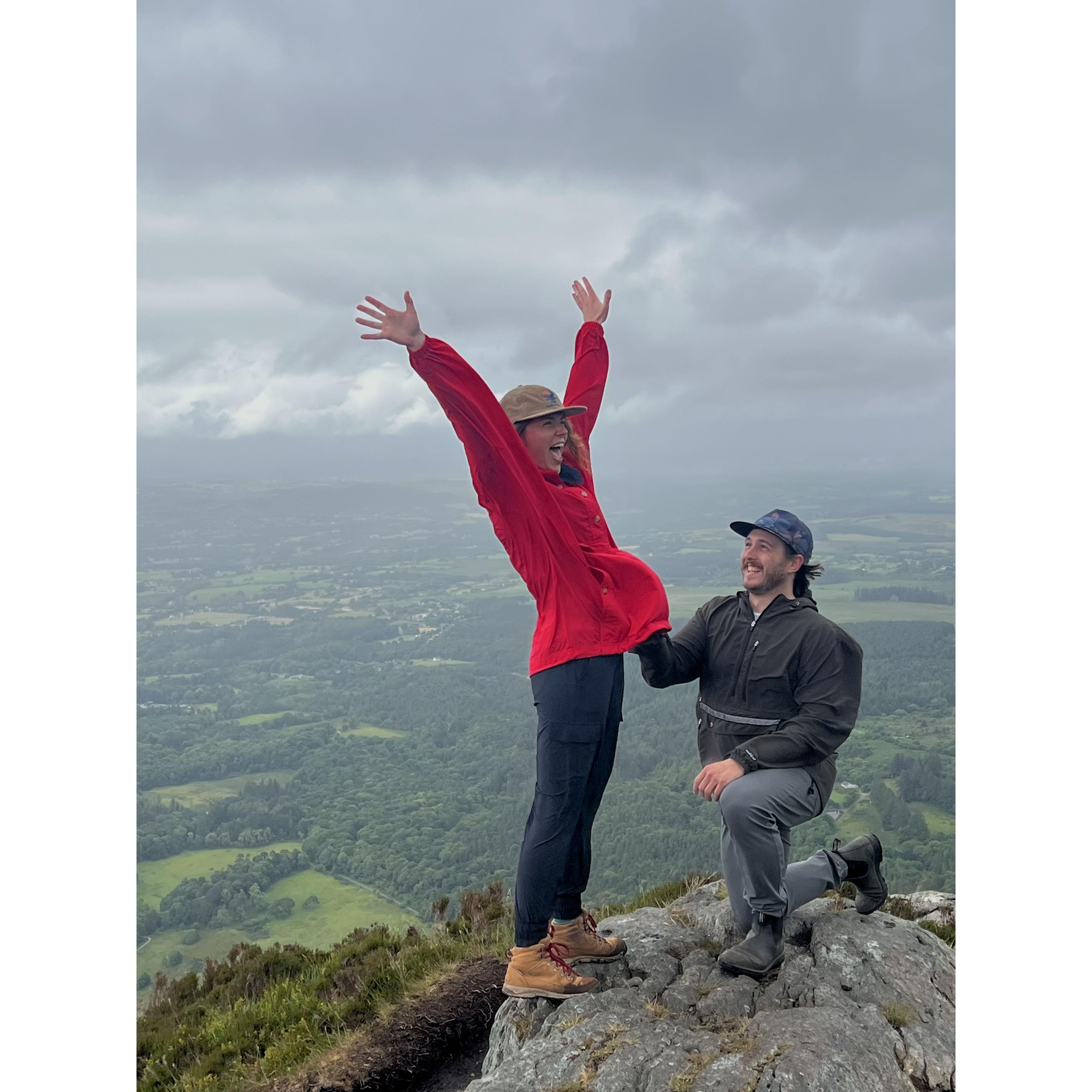 Chaz surprised Ella on her golden birthday with not only her entire family but also a sweet proposal on top of Mount Torc.