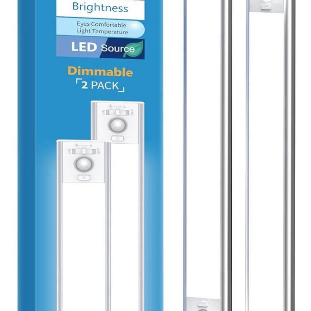 Under Cabinet Lighting, LED Motion Sensor Light Indoor, 2200mAh USB Rechargeable Closet Lights Battery Operated, Stick On Magnetic Wireless Dimmable Under Counter Lights for Kitchen Stair