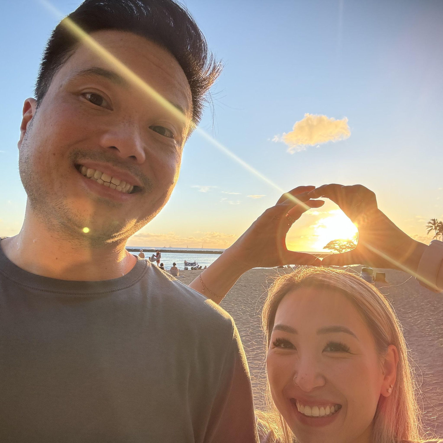 Enjoyed a beautiful sunset together in Oahu, Hawaii.